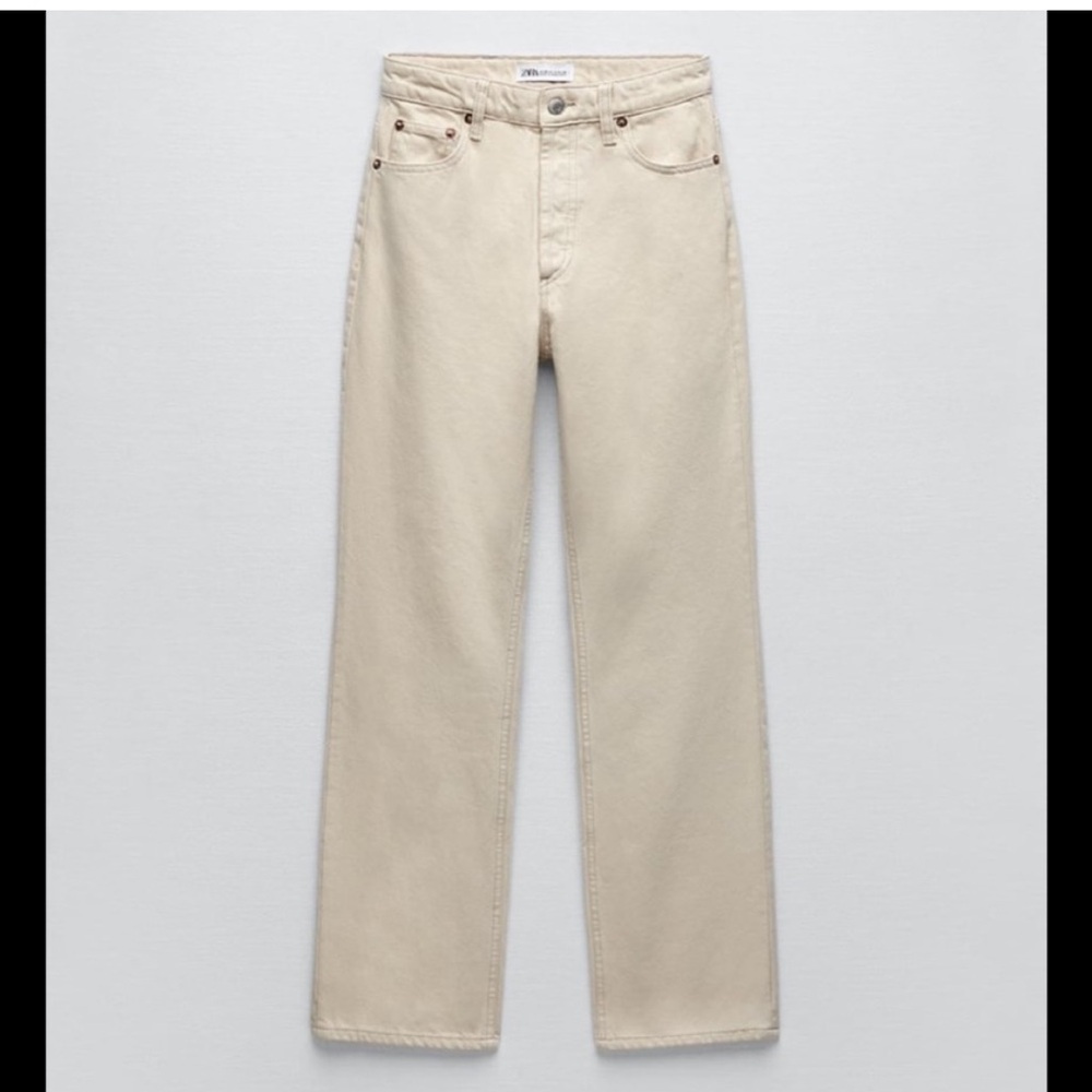 Zara Straight Leg Tan Jeans